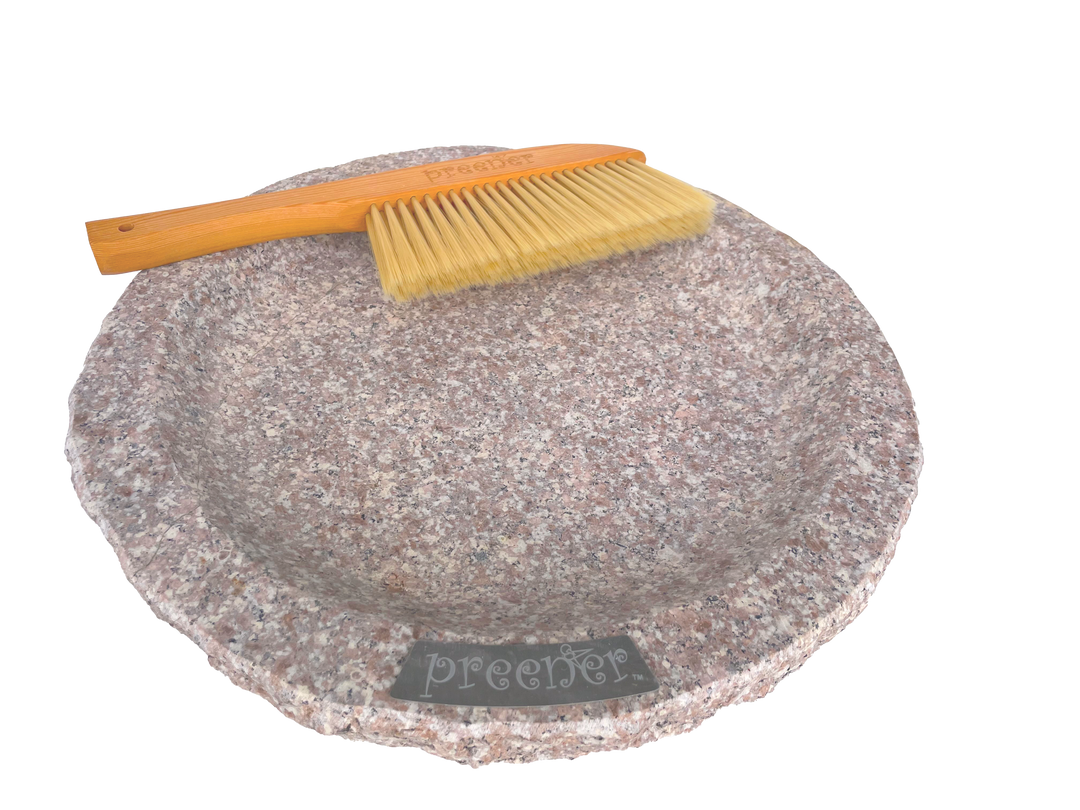 granite bowl with cleaning brush